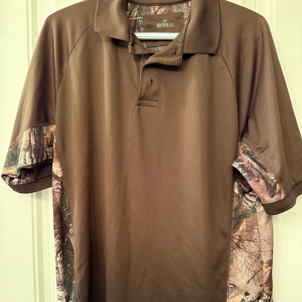 RedHead Men's Brown and Camouflage Polo Shirt